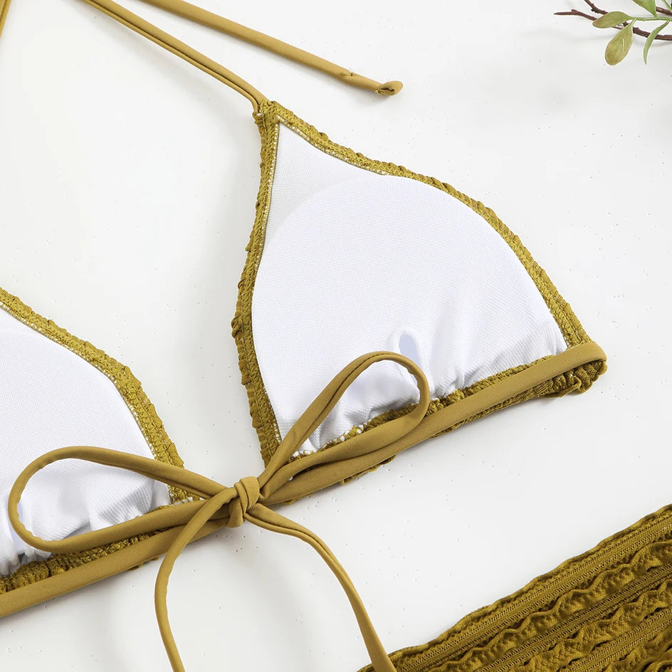 Sexy 3-Piece Bikini Set with Beach Cover-Up. Stylish, comfortable, and perfect for summer days.
