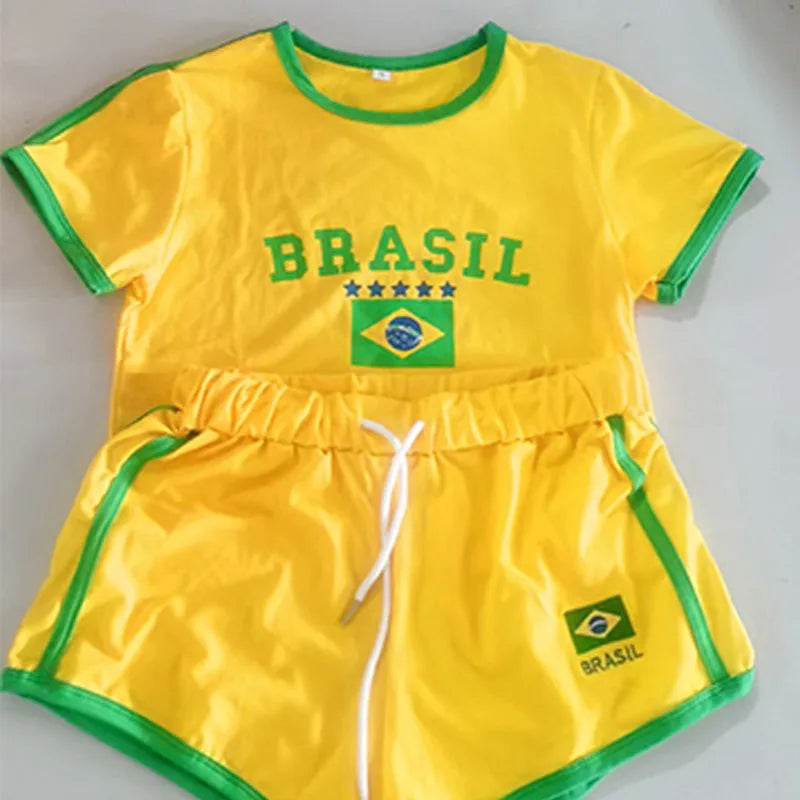 Y2K Brazil Crop Top & Shorts Set. Perfect for summer!