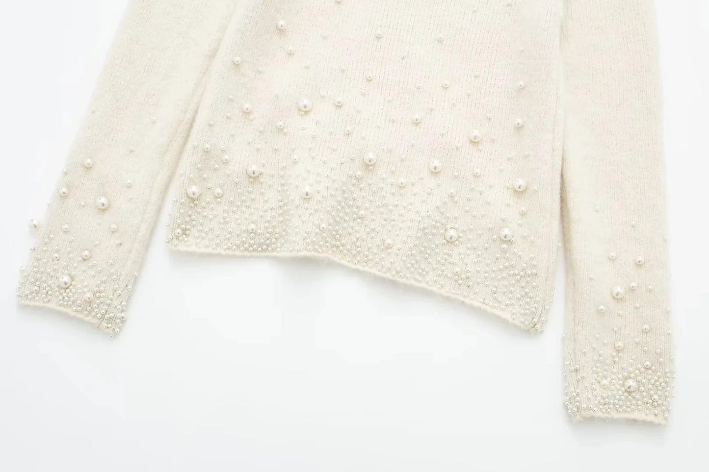 KONDALA Vintage Knitted Pearl Women Suits Long Sleeve O Neck Thick Sweater+High Waist Knit Skirts Fashion 2024 Elegant Women Set