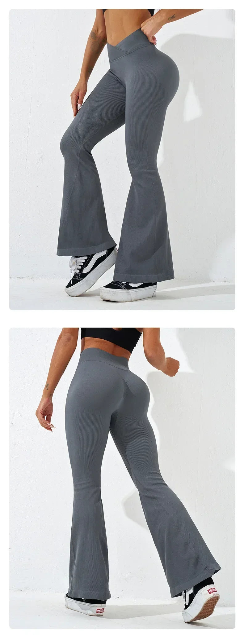 Slim Flare Pants 2025 | Cross Waist, Butt Lift & Stretch Fit