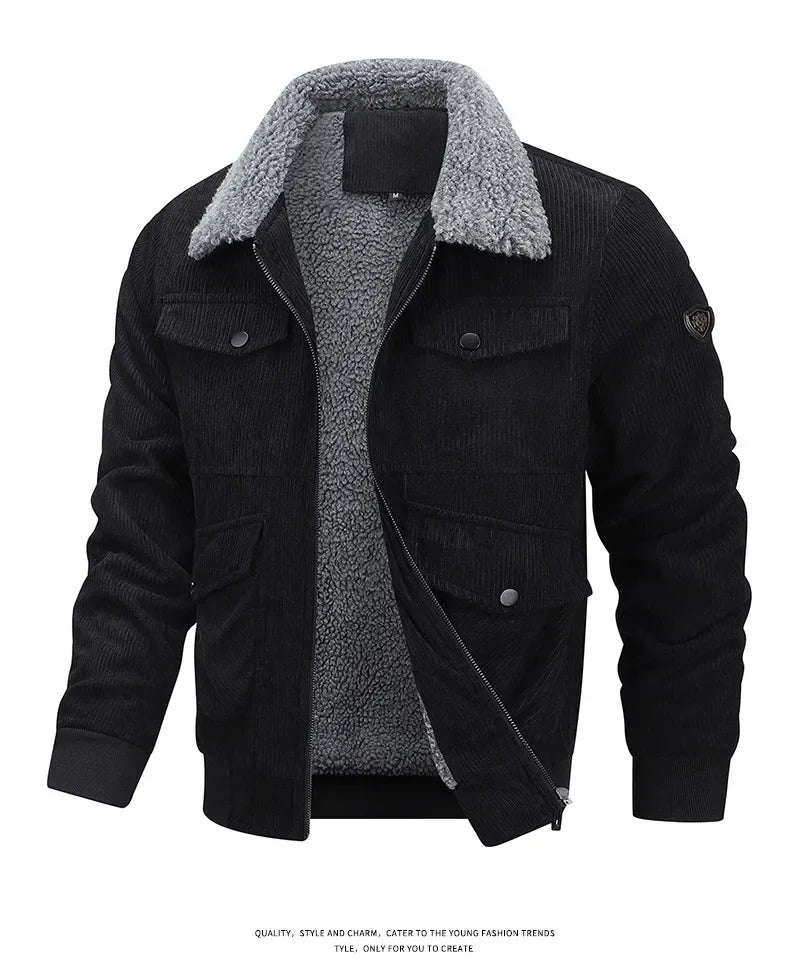 Men’s Corduroy Jacket – Thickened, warm, flocked lining, stylish and lightweight.