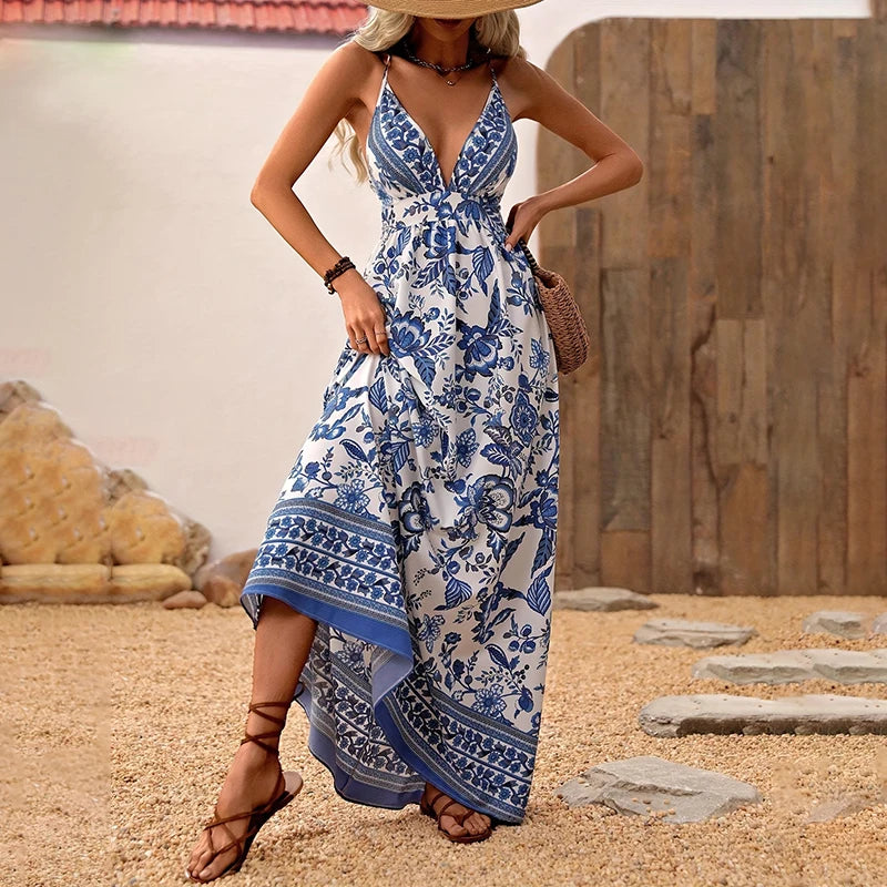 Hawaiian V-Neck Dress – Breezy, Stylish & Sexy with a Touch of Korean Elegance.