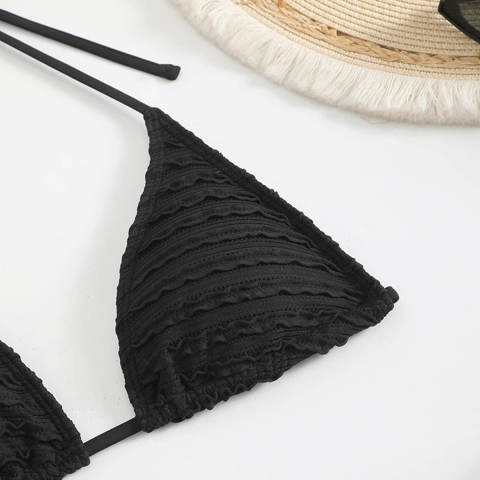 Sexy 3-Piece Bikini Set with Beach Cover-Up. Stylish, comfortable, and perfect for summer days.