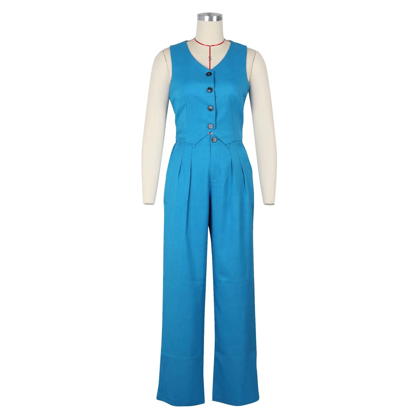 Fashion Sleeveless Vest Pants Women Solid Color Suit Spring Summer V Neck Ultra Short Top + Slim Pants Female Office 2 Piece Set