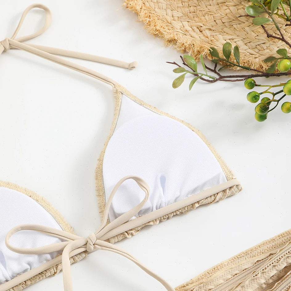Sexy 3-Piece Bikini Set with Beach Cover-Up. Stylish, comfortable, and perfect for summer days.