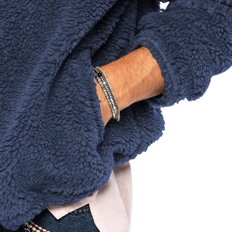 Men’s Fleece Jacket – Hooded, warm, loose fit, casual winter style.