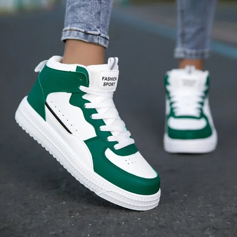 Women’s high-top sneakers, lightweight and durable. Sporty style.