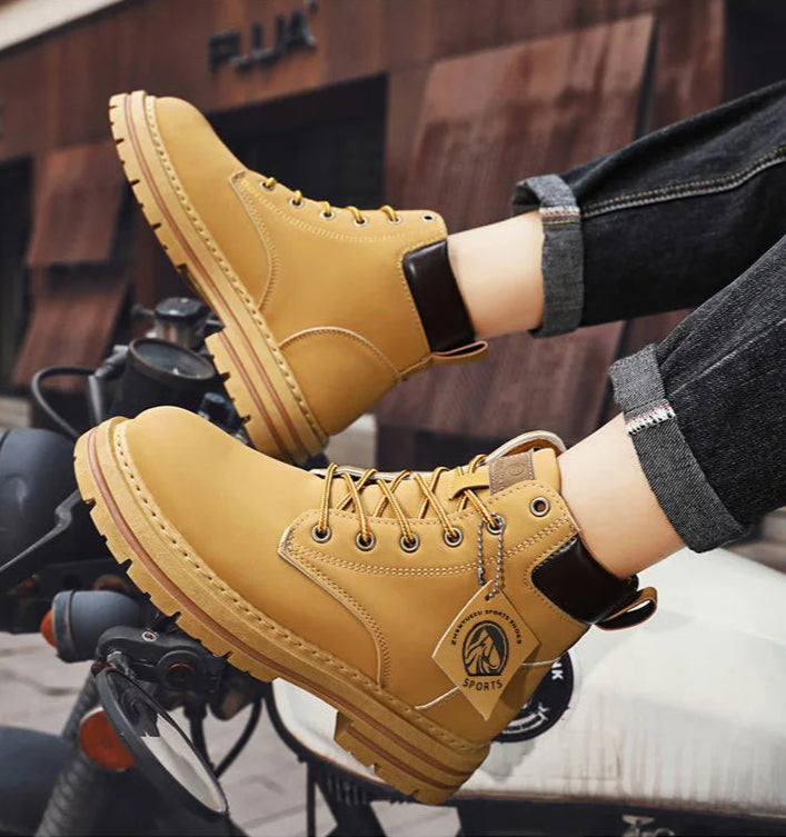 High Top Boots Men's Leather Shoes Fashion Motorcycle Ankle Boots for Men Winter Boots Man Shoes Lace-Up Botas Hombre