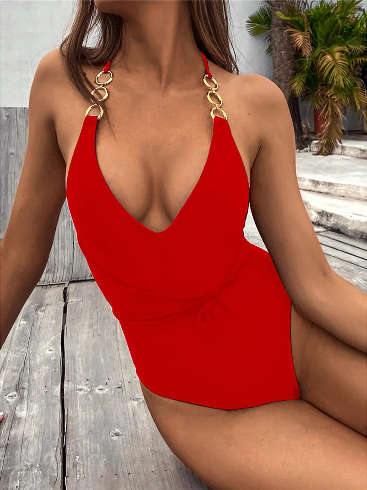 Wrap-Around Backless One-Piece Swimsuit | Padded Monokini