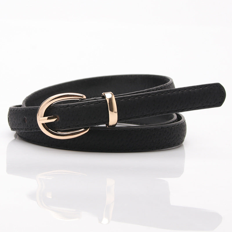 Novo cinto fino casual decorativo de pele de porco para senhoras