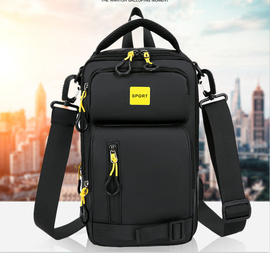 Bolso bandolera de nailon impermeable, bolso de pecho multifuncional para hombre