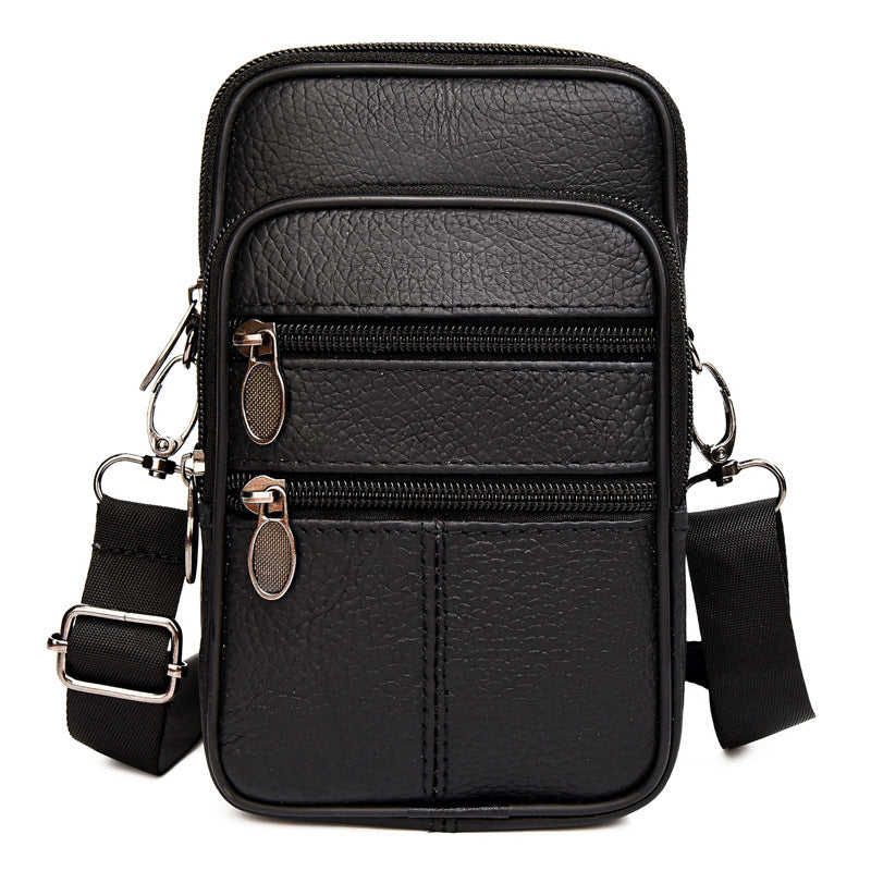 Bolsa transversal casual multifuncional para celular em couro bovino real pequena