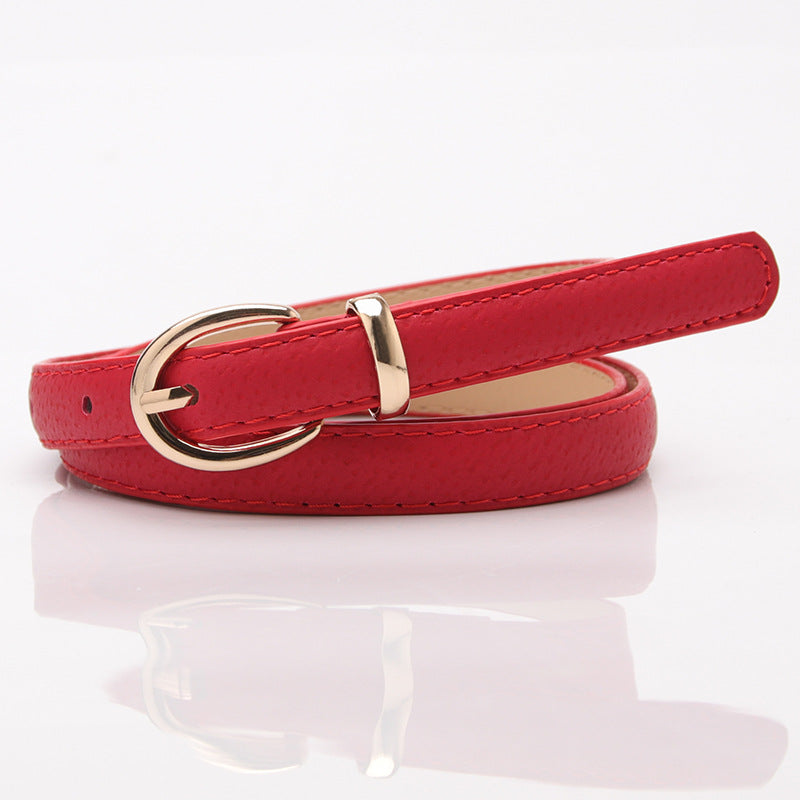 Novo cinto fino casual decorativo de pele de porco para senhoras