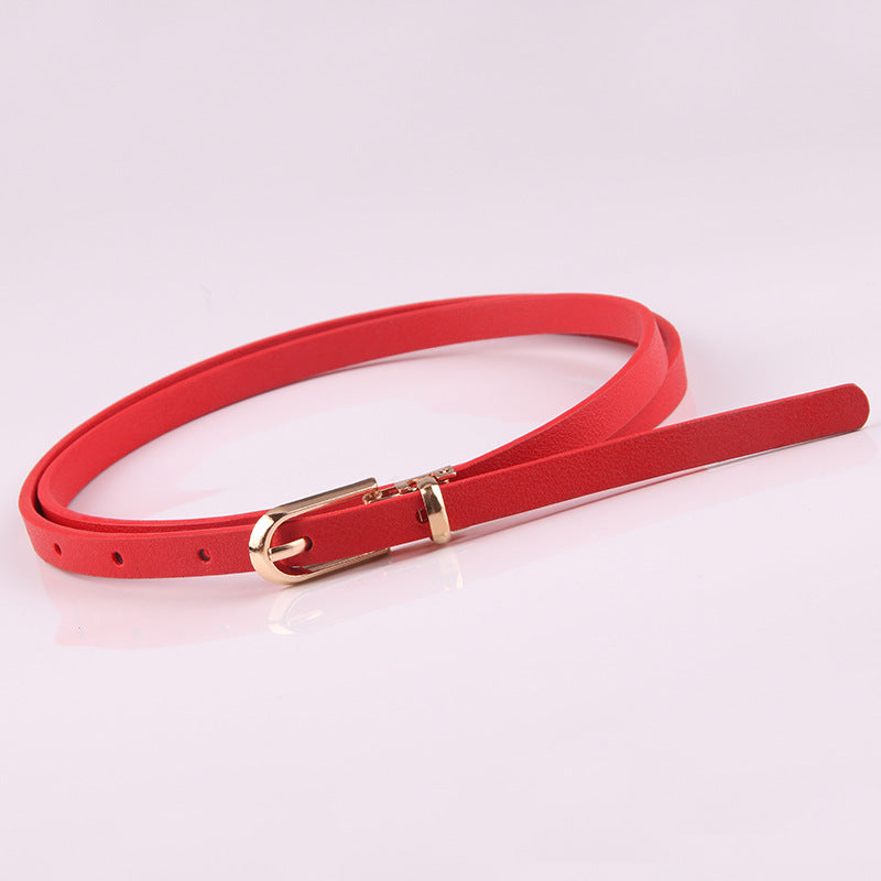 Suéter Cinto Fino Senhoras All-match Pin Fivela PU Cinto Pequeno