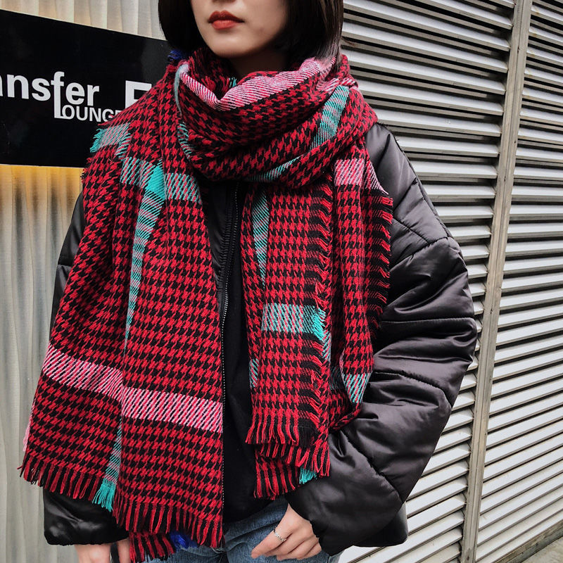 Feminino elegante e quente Thousand Birds Check Scarf Shawl