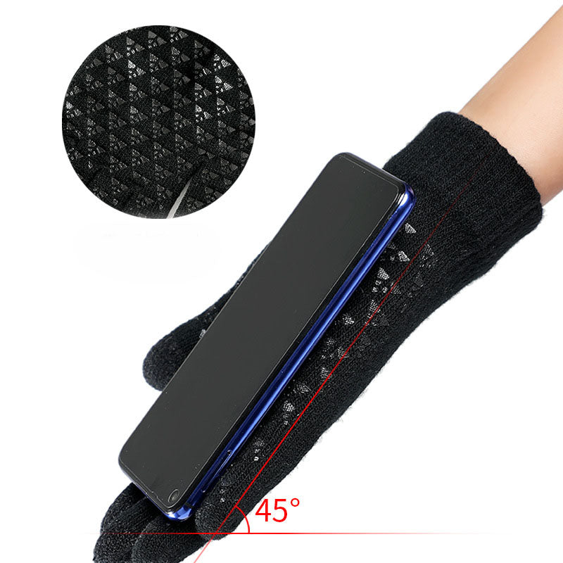 Luvas de malha de inverno para homens e mulheres, quentes, ciclismo, anti-frio, antiderrapante, triangular, offset, luvas quentes