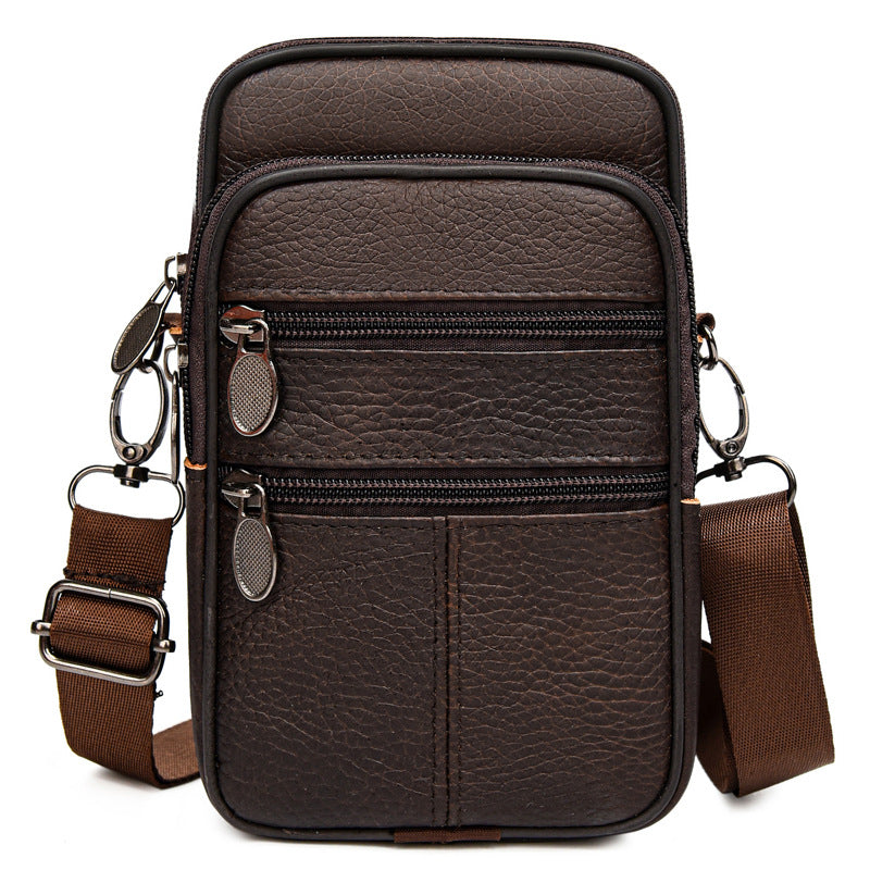 Bolsa transversal casual multifuncional para celular em couro bovino real pequena