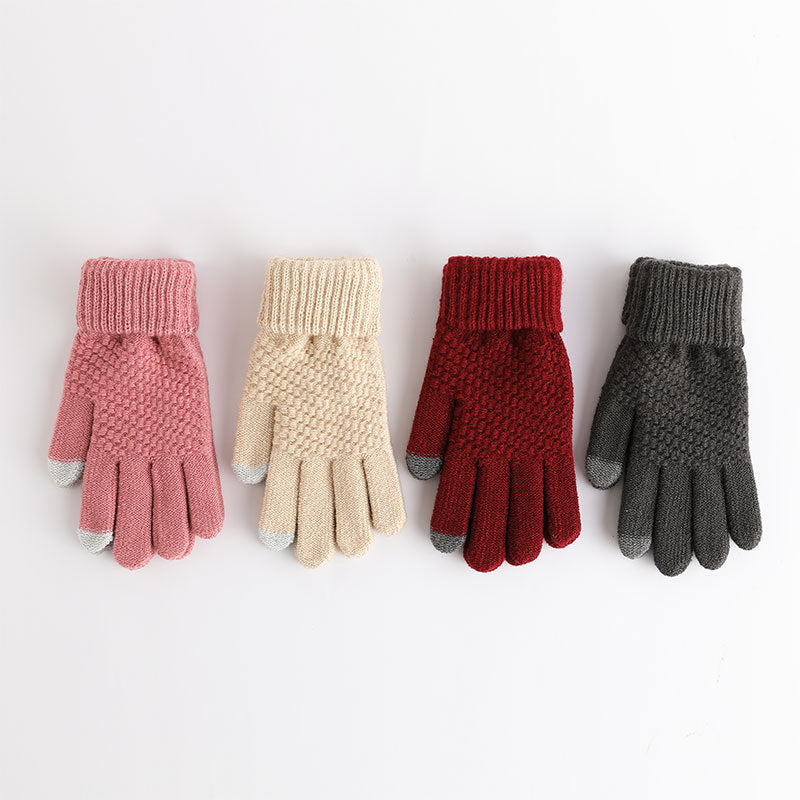 Luvas de jacquard quentes com tela sensível ao toque para homens e mulheres