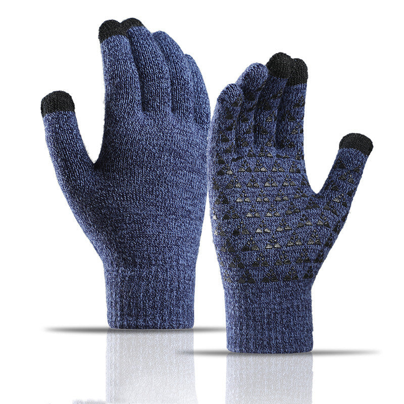 Luvas de malha de inverno para homens e mulheres, quentes, ciclismo, anti-frio, antiderrapante, triangular, offset, luvas quentes