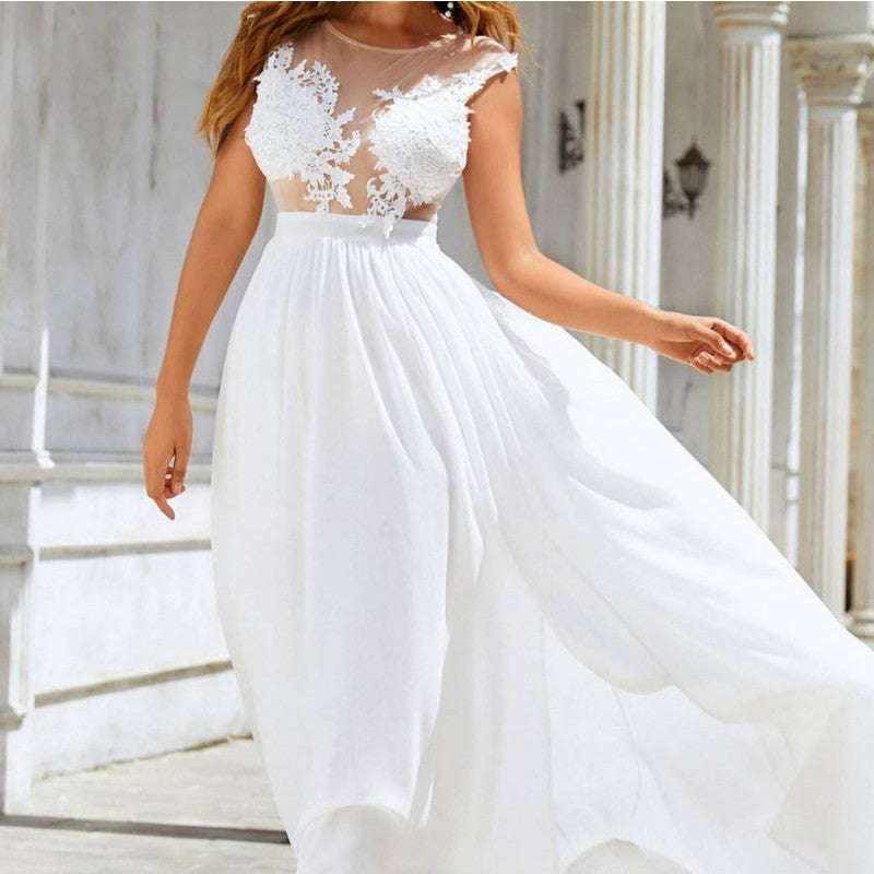 Vestido de noiva grande com cauda de renda em chiffon