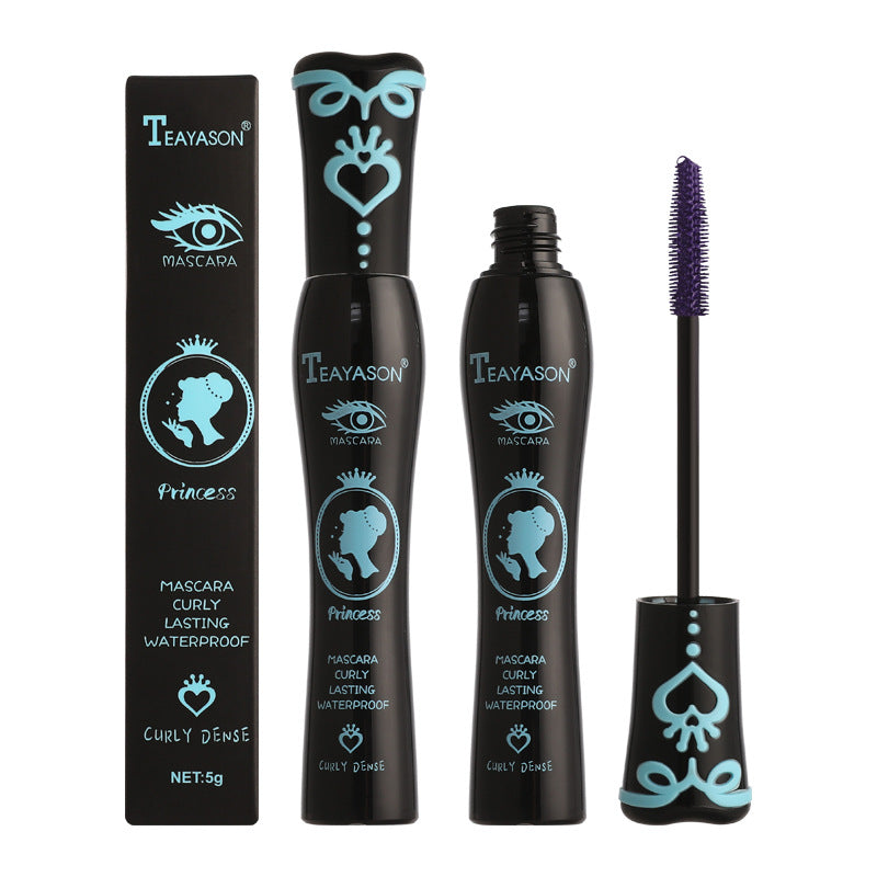 Máscara de cílios feminina espessa e ondulada, antimanchas, azul