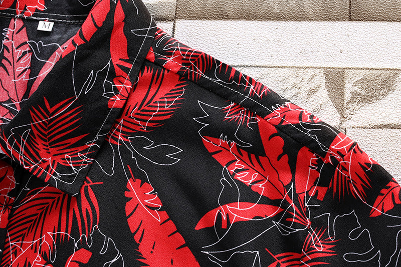 Camisa Estampada Masculina Manga Curta Camisa Shorts Terno