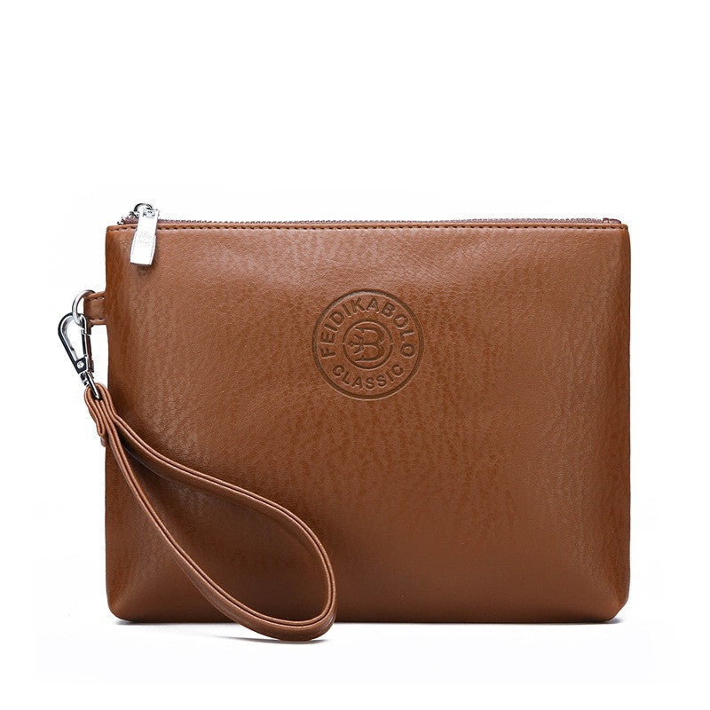 Bolsa de mão masculina casual em couro sintético macio