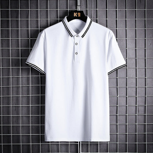 Camisa polo de trigo para hombre, estilo informal, sencillo, estilo británico, con solapa y manga corta, para caballero, para verano