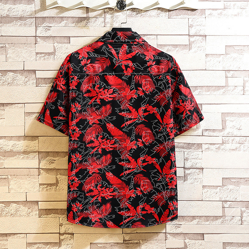 Camisa Estampada Masculina Manga Curta Camisa Shorts Terno