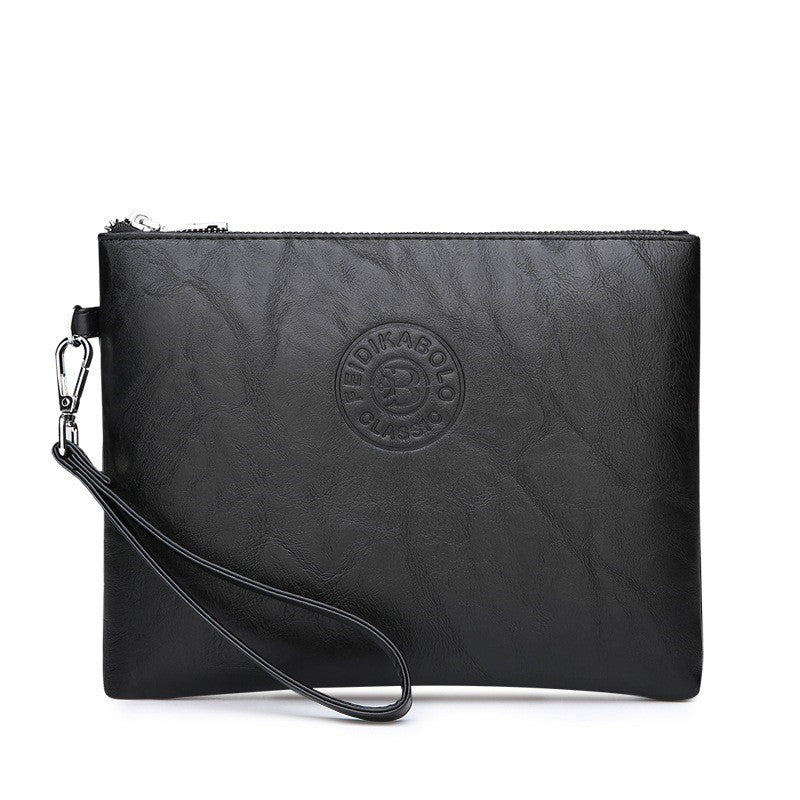 Bolsa de mão masculina casual em couro sintético macio