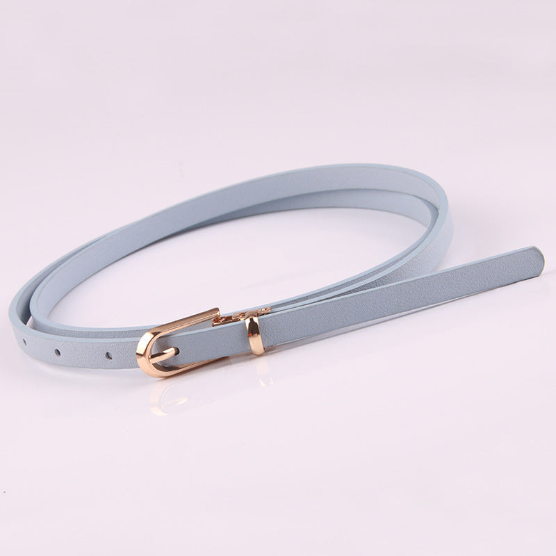 Suéter Cinto Fino Senhoras All-match Pin Fivela PU Cinto Pequeno