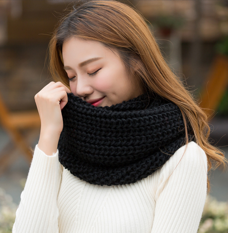Cachecol feminino acolchoado com capuz, quente e à prova de frio