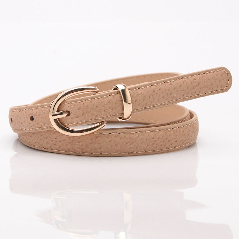 Novo cinto fino casual decorativo de pele de porco para senhoras