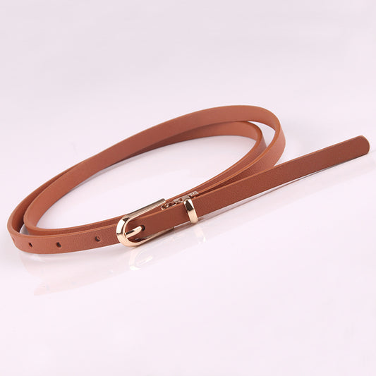 Cinturón fino tipo suéter para mujer, con hebilla de alfiler que combina con todo, de PU, pequeño