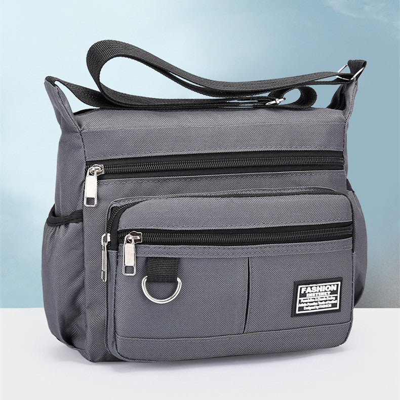 Bolsa transversal masculina de grande capacidade com zíper multicamadas