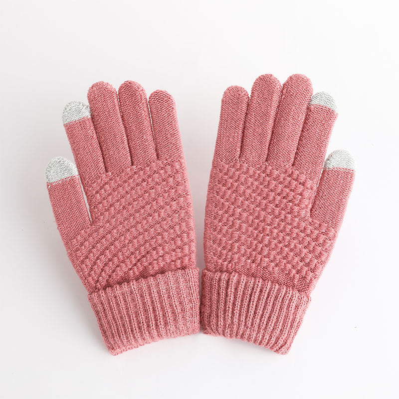 Luvas de jacquard quentes com tela sensível ao toque para homens e mulheres