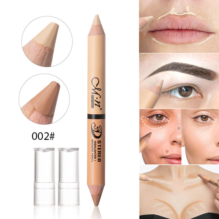 Caneta corretiva de duas pontas, iluminador, caneta One Stroke, dupla utilização, macia, à prova d'água, ilumina o contorno facial, cor, maquiagem descascável