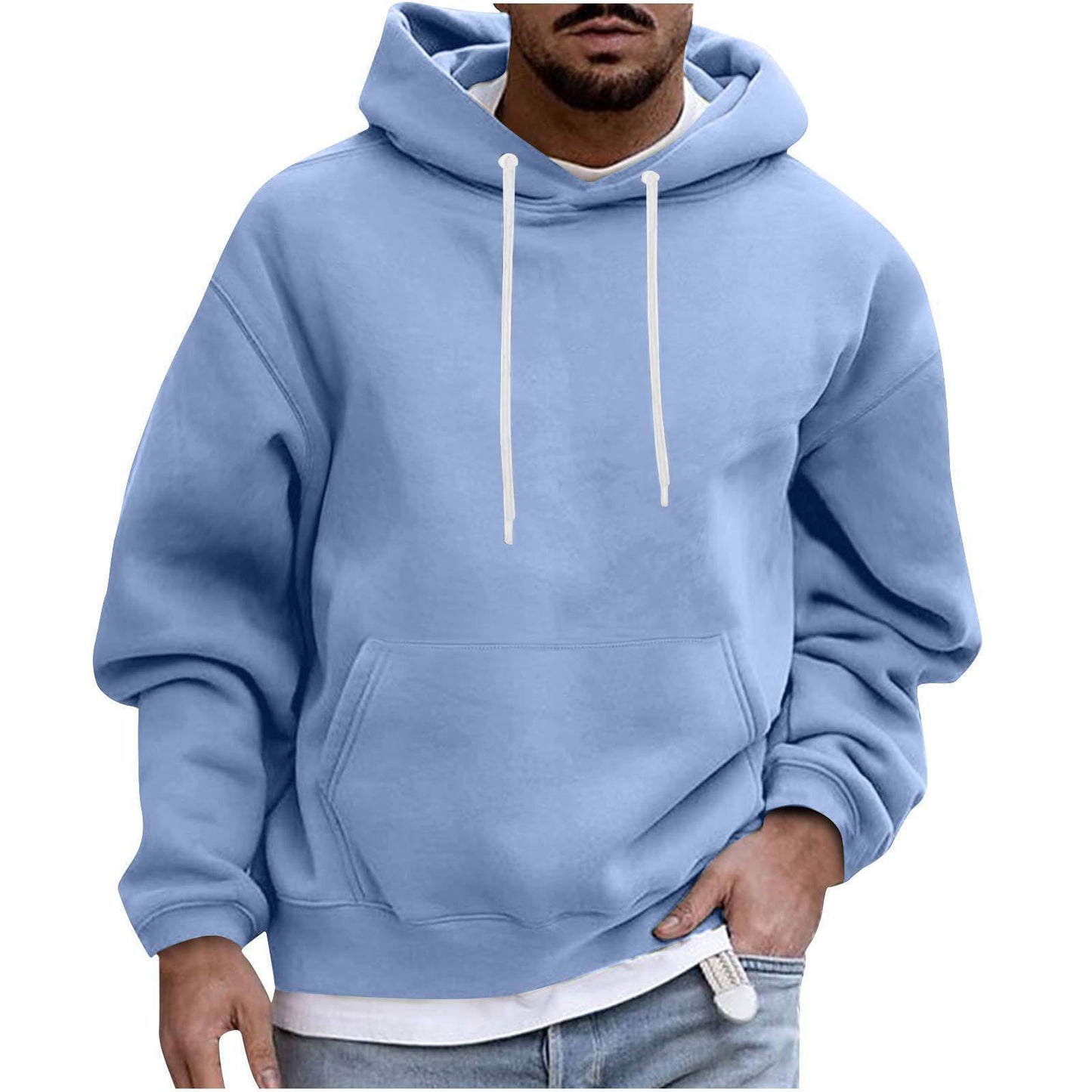 Moletom masculino com capuz cor sólida casual