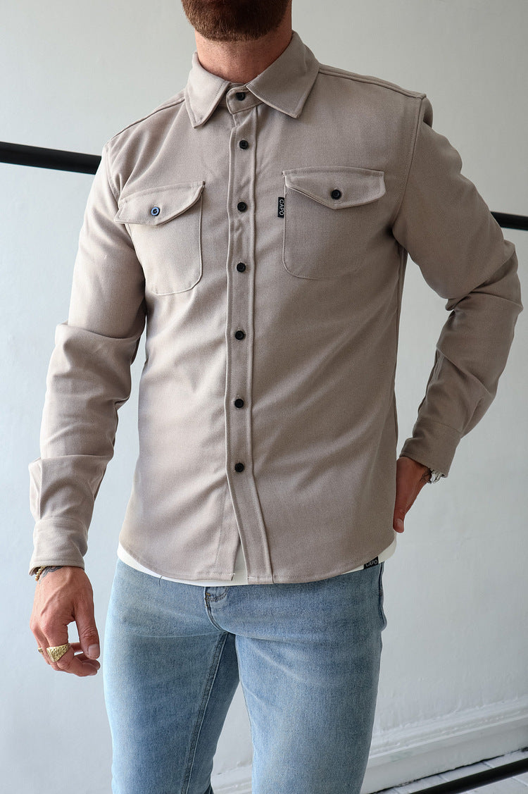 Camisa casual masculina juvenil escovada
