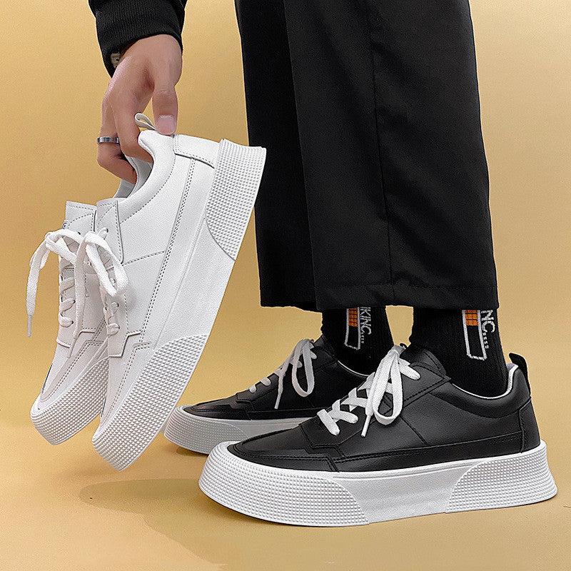 Sapatos masculinos esportivos de aumento de altura, lazer, cor sólida, todos os tipos de calçados com fundo grosso