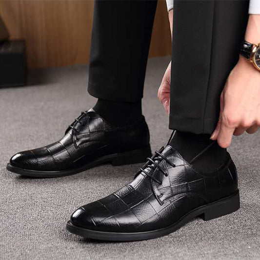 Zapatos informales negros con cordones y estilo coreano, transpirables y de negocios, de estilo británico