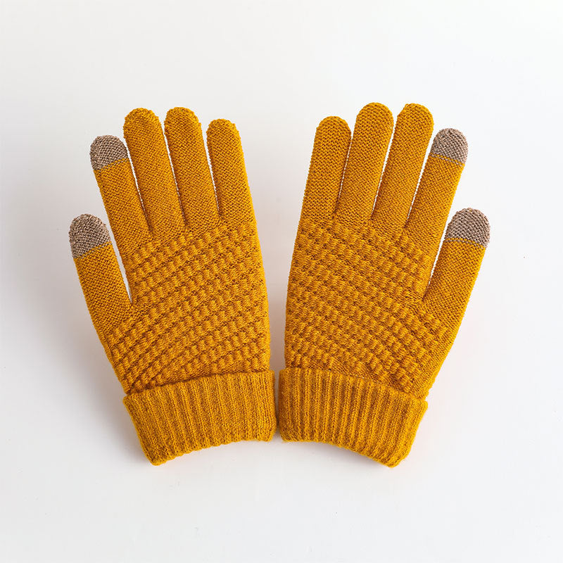 Luvas de jacquard quentes com tela sensível ao toque para homens e mulheres