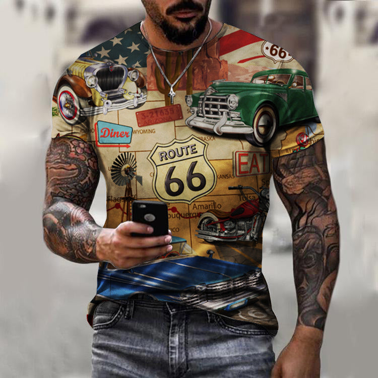 Personalized 3D Digital Printing Round Neck Casual Summer Men's Sports Short-sleeved T-shirt