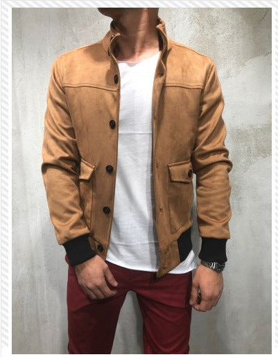 European And American New Slim Button Tool Pocket Men's Jacket