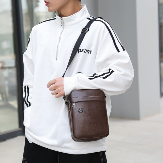 Bolso de mano informal de piel sintética con un solo hombro y diseño oblicuo para hombre