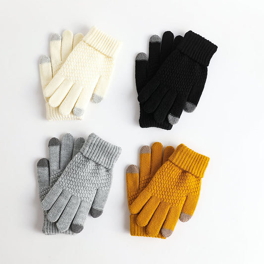 Guantes de jacquard cálidos con pantalla táctil a la moda para hombres y mujeres