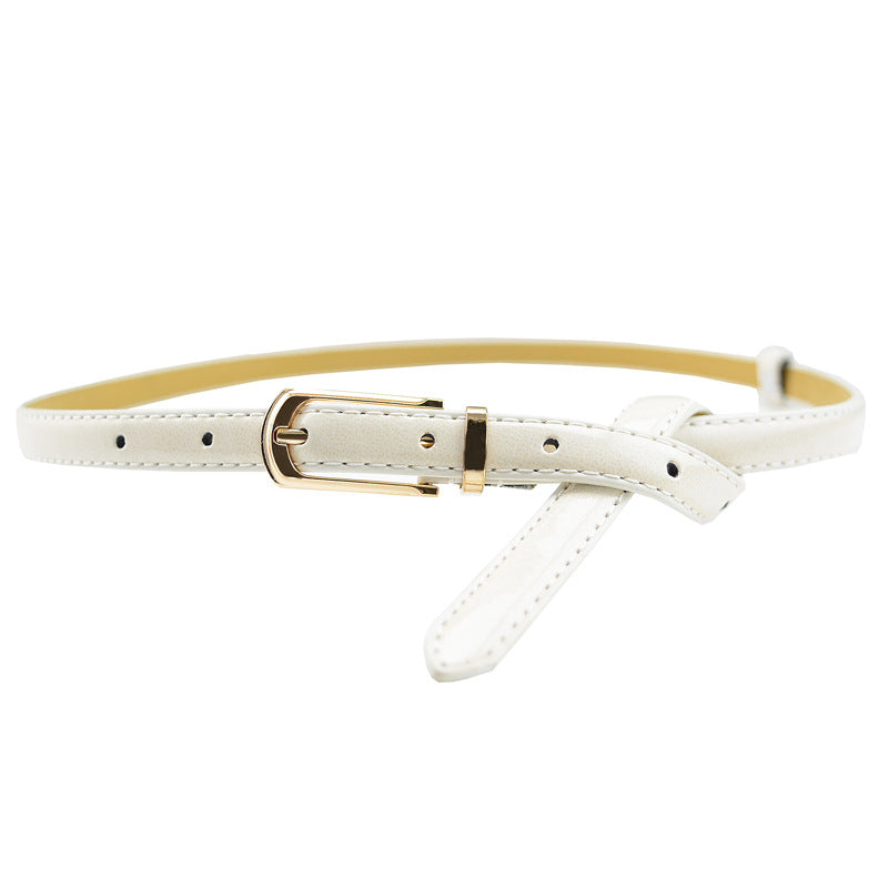 Cinto feminino de couro envernizado com fivela de pino de cor doce