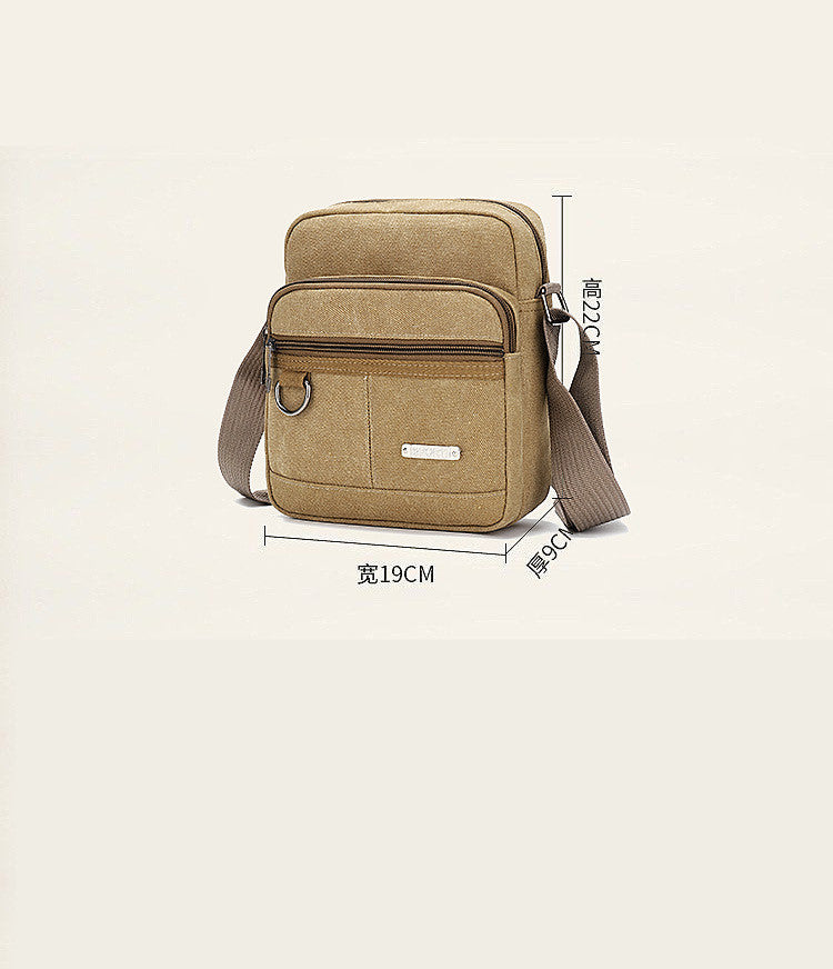 Bolsa de lona casual masculina de um ombro e várias camadas