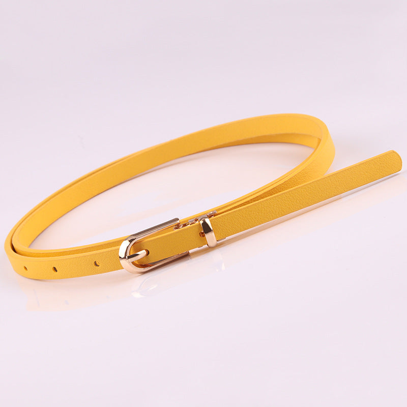 Suéter Cinto Fino Senhoras All-match Pin Fivela PU Cinto Pequeno