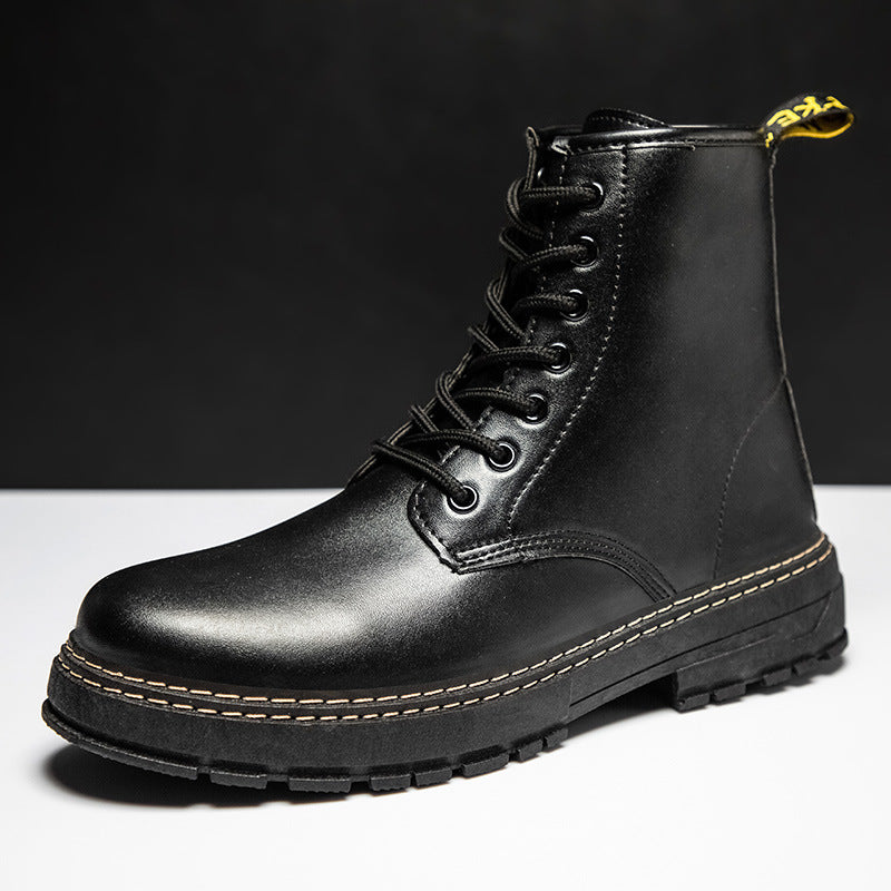 Botas militares estilo novo estilo britânico botas de couro pretas masculinas